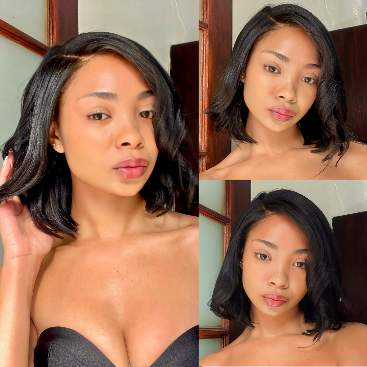 [brialenefelix]'s Special Link VolumeMAX™ 200% Density Ready to Go Yaki Straight Glueless Minimalist HD Lace Short Bob Wig Pre-Cut Lace