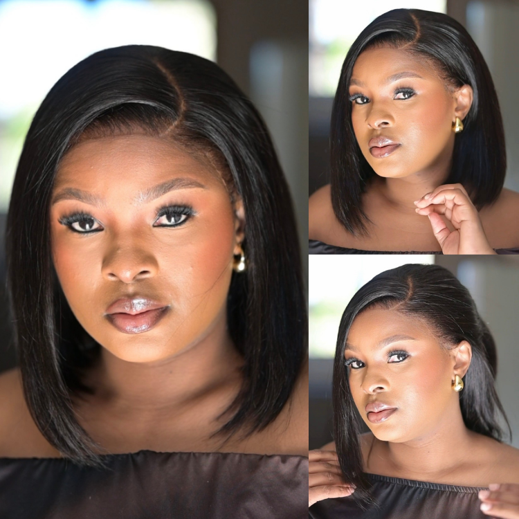 [Hlengiwe MaHlengs]'s Special Link NatureMAX™ Silky Blunt Cut Bob Glueless Ear-to-ear 13x4 HD Lace Front Wig Pre-Cut Lace Flexi-Fit Drawstring Cap