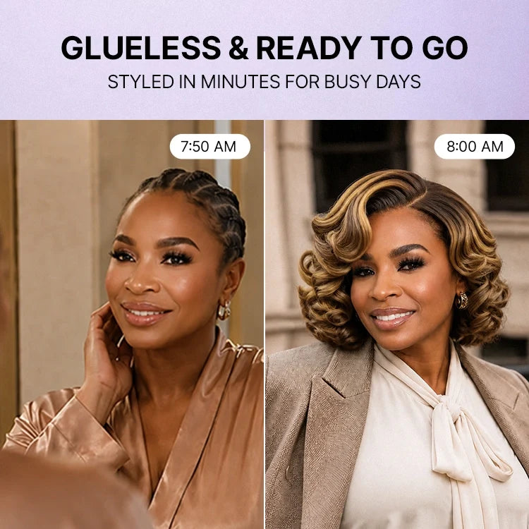 Classic Old Money Honey Blonde Highlight Wavy Glueless Minimalist HD Lace Wig Pre-cut Lace