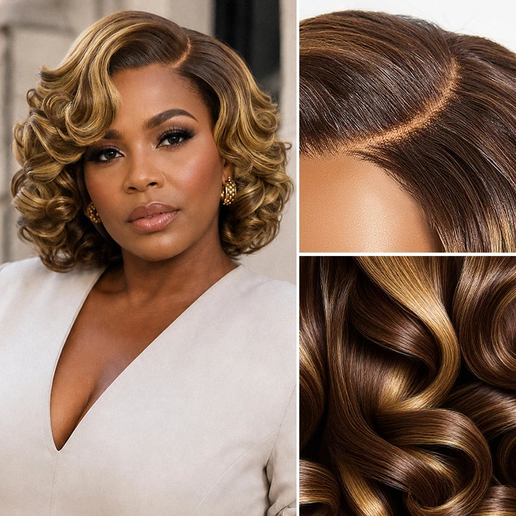 Classic Old Money Honey Blonde Highlight Wavy Glueless Minimalist HD Lace Wig Pre-cut Lace