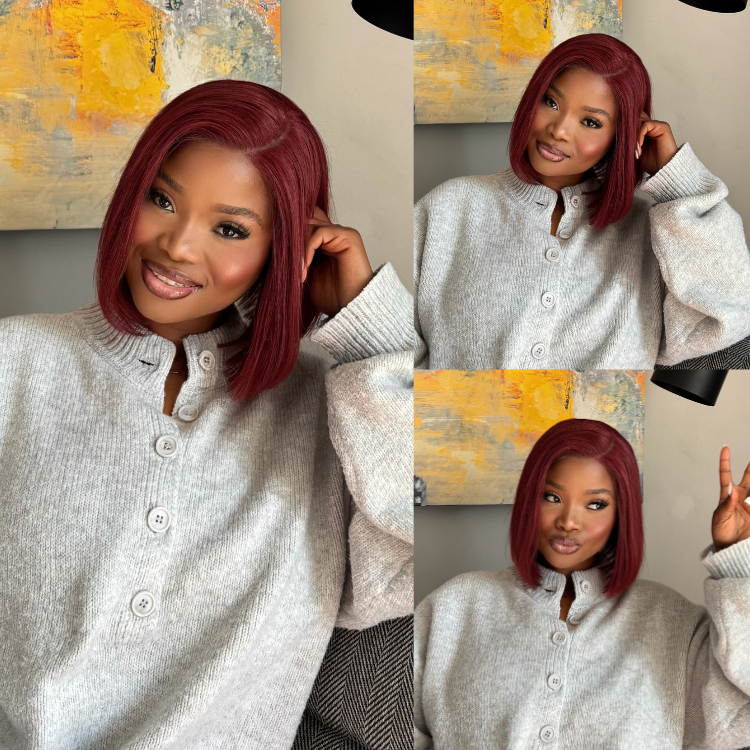 [thandolwethu_nkomo]'s Special Link PreMax Wigs - Ready to Go 180% Density Burgundy Glueless Minimalist HD Lace Short Bob Wig Pre-Cut Lace