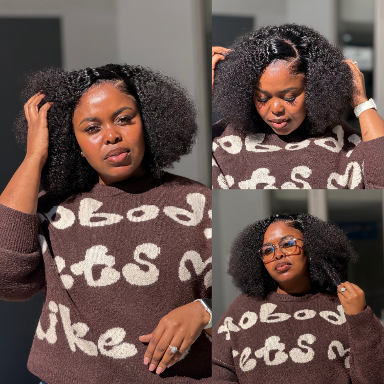 [lelethu.grace]'s Special Link Pre-do Lagos Hairline Flexi Fit Invisi Drawstring Cap 250% Density Natural Black Kinky Curly Glueless 13x4 Frontal HD Lace 12 inches Wig Pre-Cut Lace