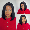 [nomzamo_gumede]'s Special Link VolumeMAX™ 200% Density Ready to Go Yaki Straight Glueless Minimalist HD Lace Short Bob Wig Pre-Cut Lace