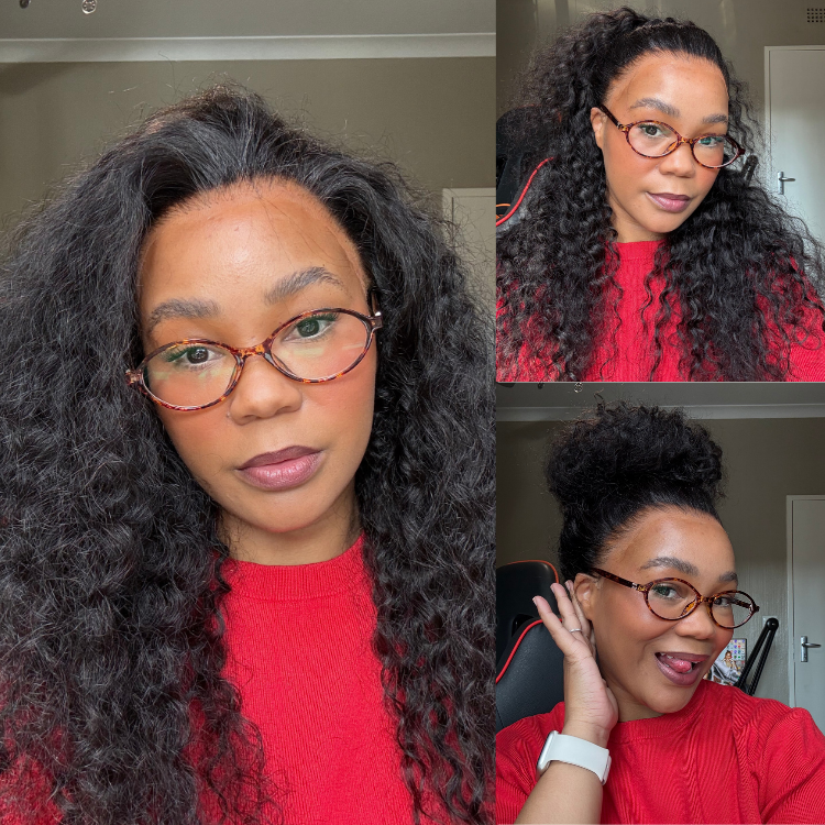[yolanda.mpanza]'s Special Link PreMax Wigs | Flexi-Fit Invisi Drawstring Cap 360 Lace HD Lace Natural Black & Brown Highlights Water Wave Wig Pre-Cut Lace