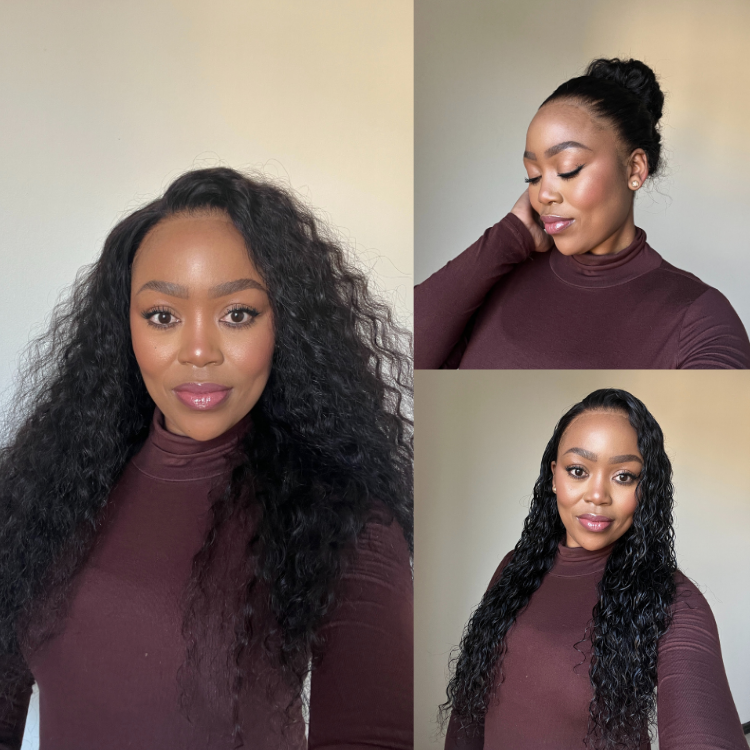 [anitamotlhale]'s Special Link PreMax Wigs | Flexi-Fit Invisi Drawstring Cap 360 Lace HD Lace Natural Black & Brown Highlights Water Wave Wig Pre-Cut Lace