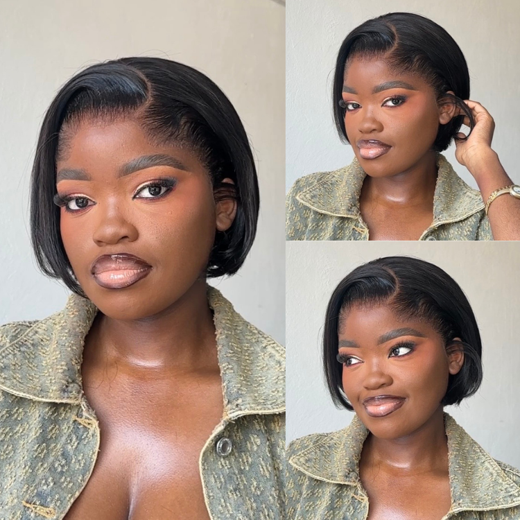 [figlansiphokazi]'s Special Link Pre-do Lagos Hairline Flexi Fit Invisi Drawstring Cap 180% Density Natural Black Pixie Cut Bob Glueless 13x4 Frontal HD Lace Wig 08 Inches