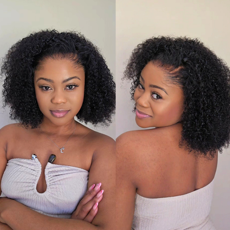 [lerato.s.lee.3]'s Special Link Pre-do Lagos Hairline Flexi Fit Invisi Drawstring Cap 250% Density Natural Black Kinky Curly Glueless 13x4 Frontal HD Lace 12 inches Wig Pre-Cut Lace