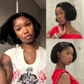 [phozieque]'s Special Link Pre-do Lagos Hairline Flexi Fit Invisi Drawstring Cap 180% Density Natural Black Pixie Cut Bob Glueless 13x4 Frontal HD Lace Wig 08 Inches