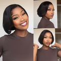 [remofilwe__]'s Special Link Pre-do Lagos Hairline Flexi Fit Invisi Drawstring Cap 180% Density Natural Black Pixie Cut Bob Glueless 13x4 Frontal HD Lace Wig 08 Inches