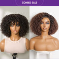 2 For 1 | Ombre Brown Curly Minimalist HD Lace Wig + Natural Color Water Wave Minimalist Lace Glueless Curly Wig