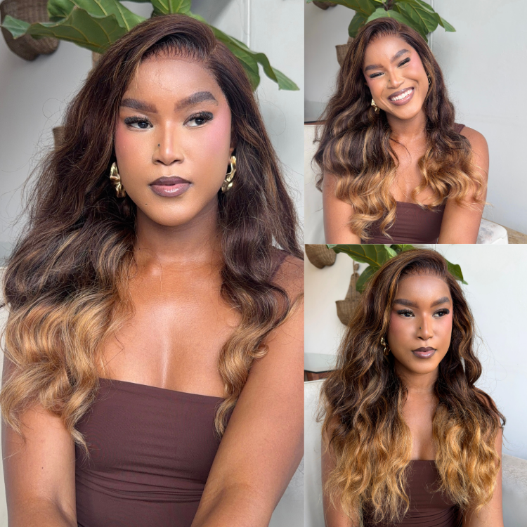 [nikkishange]'s Special Link SouthKiss All-Day Comfort™ Wig 180% Density Sun-Kissed Blonde Ombre Highlight Loose Body Wave Glueless 7x6 Closure HD Lace Wig Pre-Cut Lace