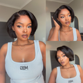 [lelomthabela]'s Special Link Pre-do Lagos Hairline Flexi Fit Invisi Drawstring Cap 180% Density Natural Black Pixie Cut Bob Glueless 13x4 Frontal HD Lace Wig 08 Inches