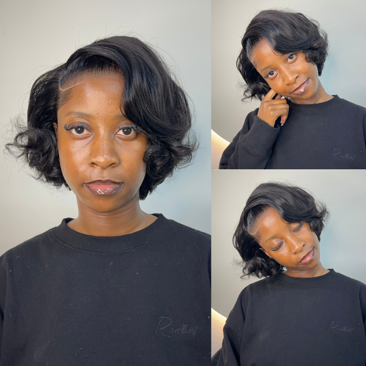 [auntyy_motsoll_]'s Special Link Pre-do Lagos Hairline Flexi Fit Invisi Drawstring Cap 180% Density Natural Black Pixie Cut Bob Glueless 13x4 Frontal HD Lace Wig 08 Inches