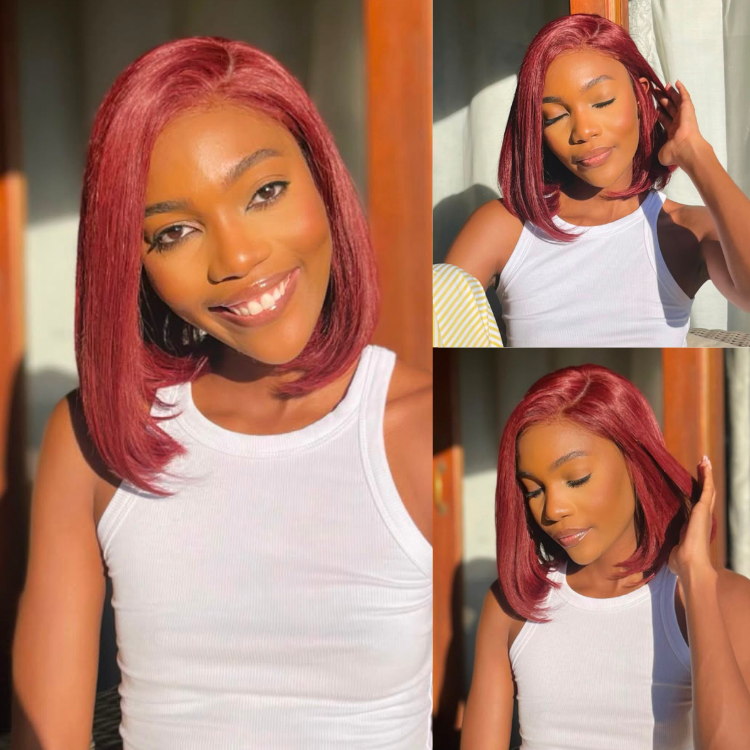 [ntsakisii.m]'s Special Link PreMax Wigs - Ready to Go 180% Density Burgundy Glueless Minimalist HD Lace Short Bob Wig Pre-Cut Lace