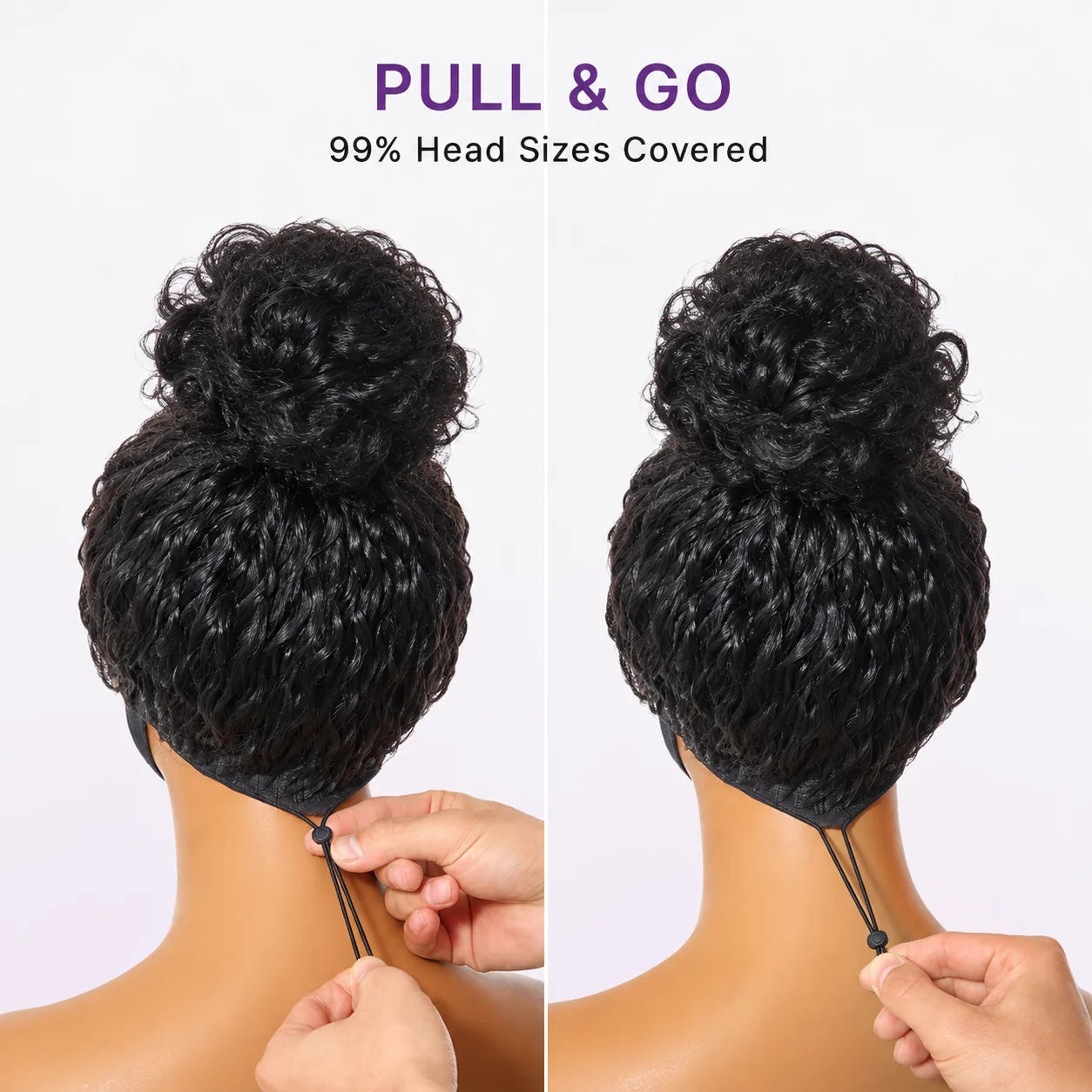 VolumeMAX™ 180% / 220% Density Water Wave Glueless Flexi-Fit Drawstring 13x4 Frontal Lace Fluffy Curly Wig Pre-Cut Lace