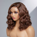 Worth | Chocolate Light Brown Wavy Minimalist HD Lace Glueless C Part Short Wig