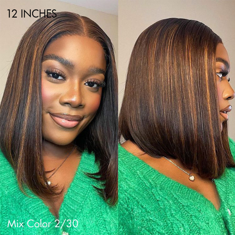 Worth |Glueless Piano Highlight 4x4 Closure Bob Wig