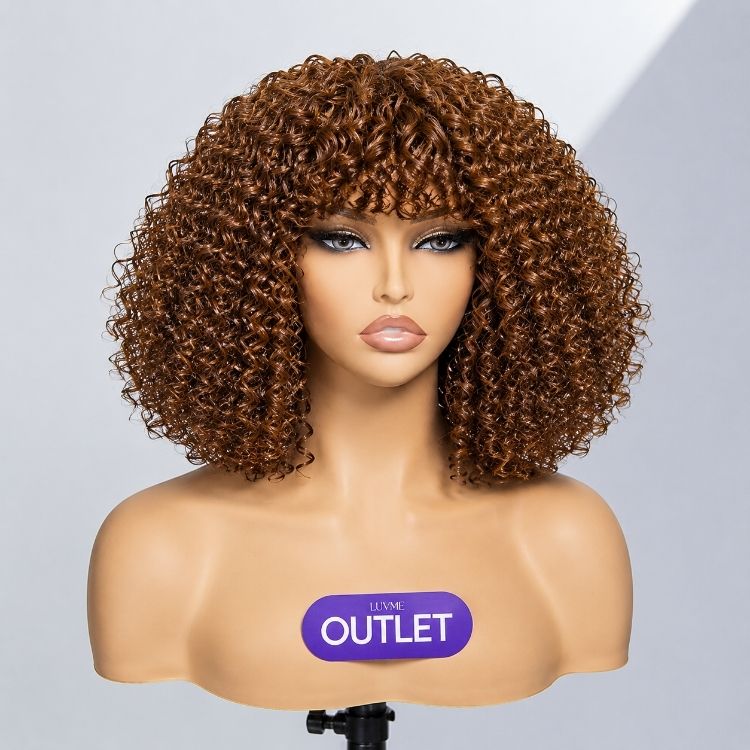 Worth I Brown Curly Minimalist Lace Wig With Bangs