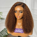 Outlet |  Highlight Brown Kinky Curly 5x5 Closure Lace Glueless Wig