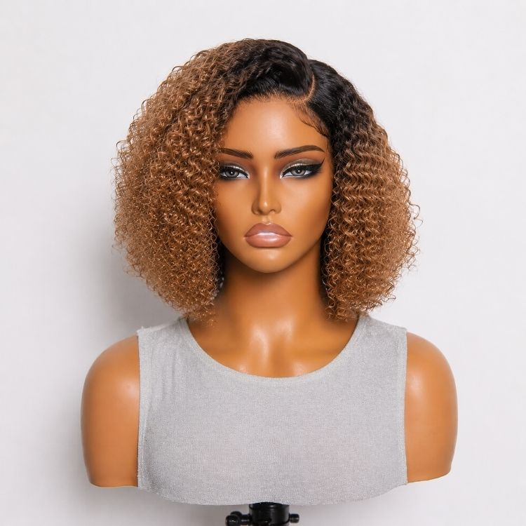 Outlet | Ombre Brown Kinky Curly Glueless Minimalist Lace Wig