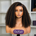 Worth | Highlight Brown Kinky Curly Closure Lace Glueless Side Part Human Hair Wig