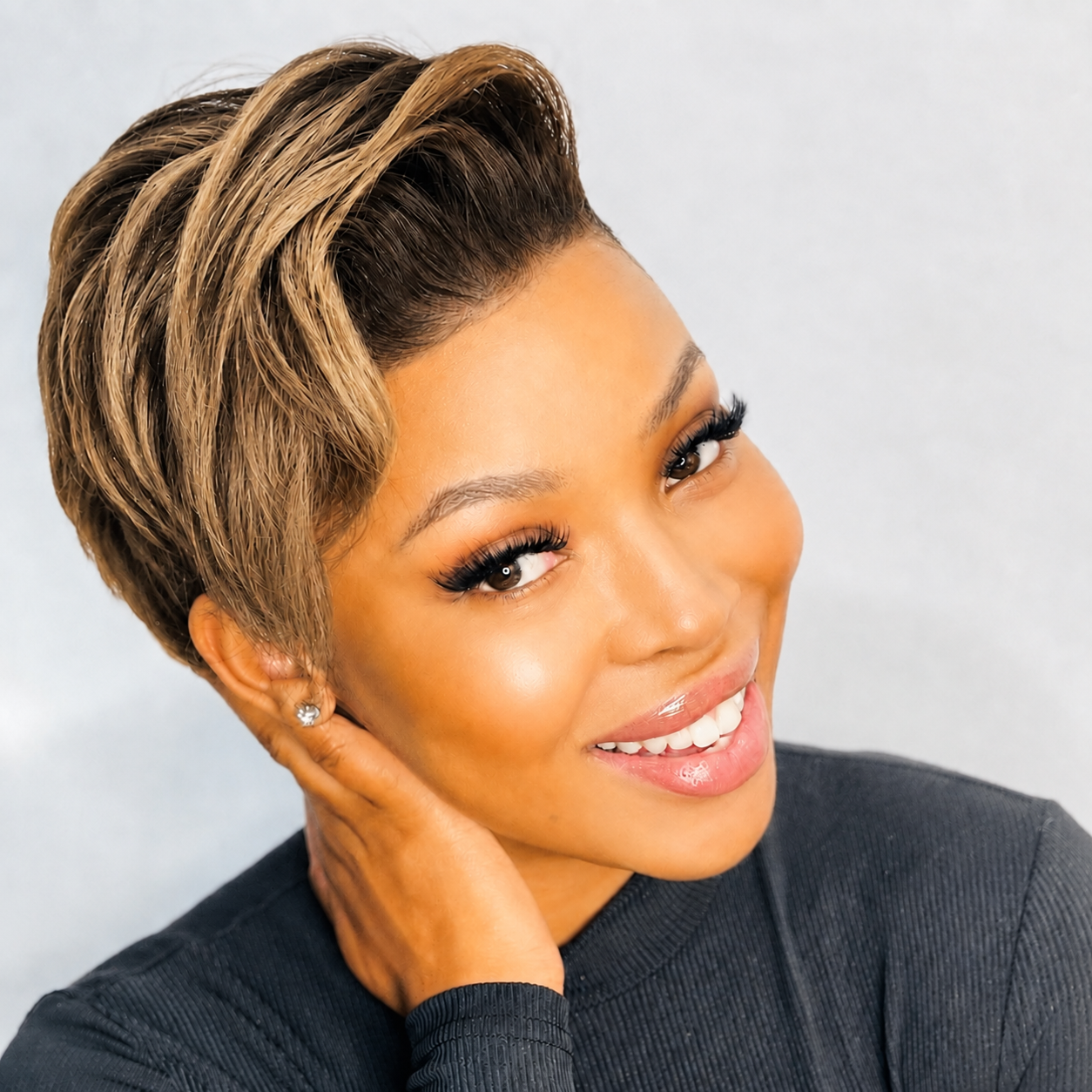 Outlet | Ombre Brown Glueless 4x4 Regular Lace Pixie Wig