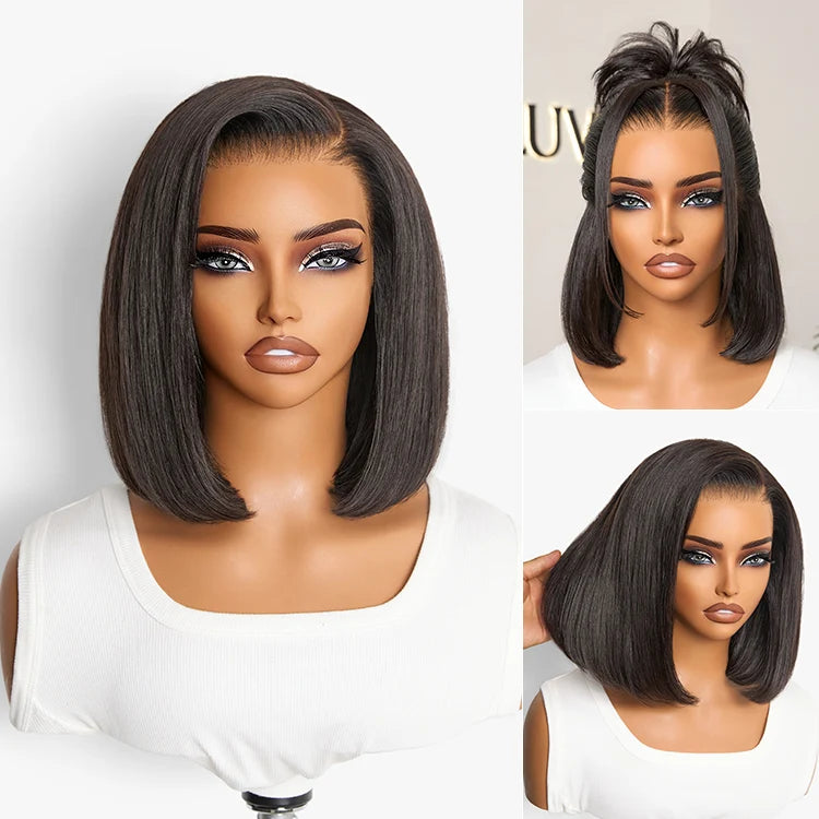 NatureMAX™ Silky Blunt Cut Bob Glueless Ear-to-ear 13x4 HD Lace Front Wig Pre-Cut Lace Flexi-Fit Drawstring Cap
