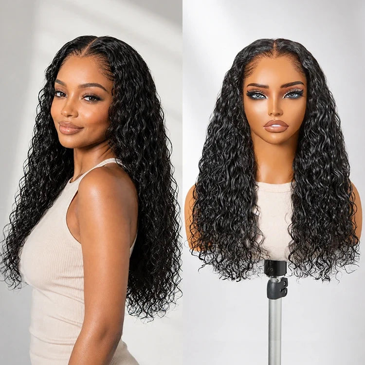 Pre-do Lagos Hairline Flexi Fit Invisi Drawstring Cap 200% Density Water Wave Glueless 13x4 Frontal HD Lace Wig Pre-Cut Lace