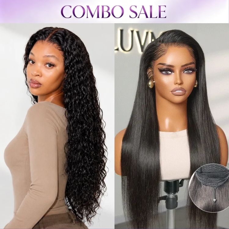 2 For 1 | PreMax 180% Density Water Wave Glueless Flexi-Fit Drawstring 13x4 Frontal Lace Fluffy Curly Wig+Pre-do Lagos Hairline Flexi Fit Invisi Drawstring Cap Silky Straight Glueless 13x4 Frontal HD Lace Wig