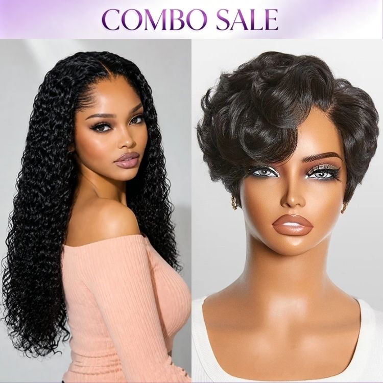 2 For 1 | Pre-do Lagos Hairline Flexi Fit Invisi Drawstring Cap 200% Density New Fummi Curly Glueless 13x4 Frontal Lace Wig+Beginner Friendly Natural Black Lightweight Roll Curl Glueless Minimalist HD Lace Short Pixie Cut Wig