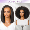2 For 1 | NatureMAX™ Silky Blunt Cut Bob Glueless Ear-to-ear 13x4 HD Lace Front Wig + Pre-do Lagos Hairline Flexi Fit Invisi Drawstring Cap 250% Density Kinky Curly Glueless 13x4 Frontal HD Lace Wig