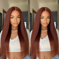Worth | Cinnamon Brown Color Kinky Straight 5x5 Closure Lace Glueless Wig