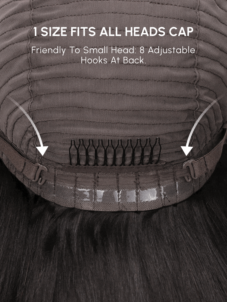 The UNice 7x5 ByeBye Knots Wig Glueless Lace Honey Blonde 3D Body Wave Wig With Bleached image highlights 1SIZEFITS ALL HEADS CAP, Friendly To Small Head 8Adjustable.