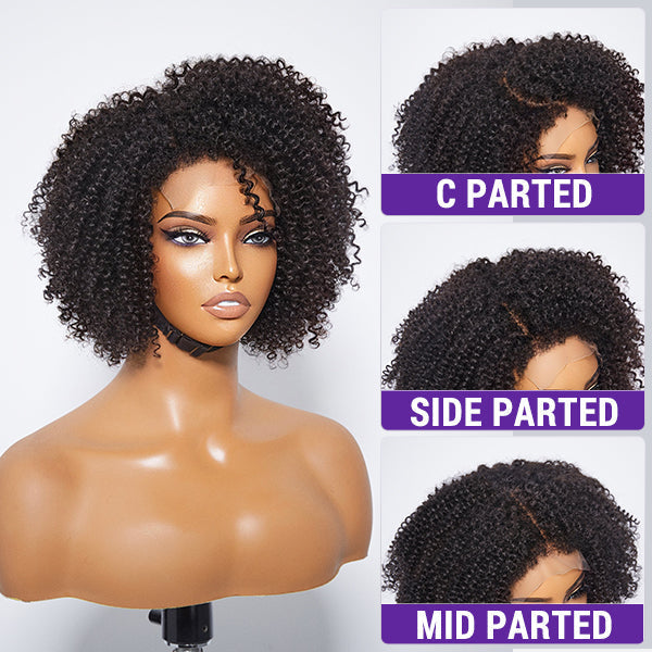 4C Edges | Kinky Edges Jerry Curly 5x5 Closure Lace Glueless Side Part Short Wig