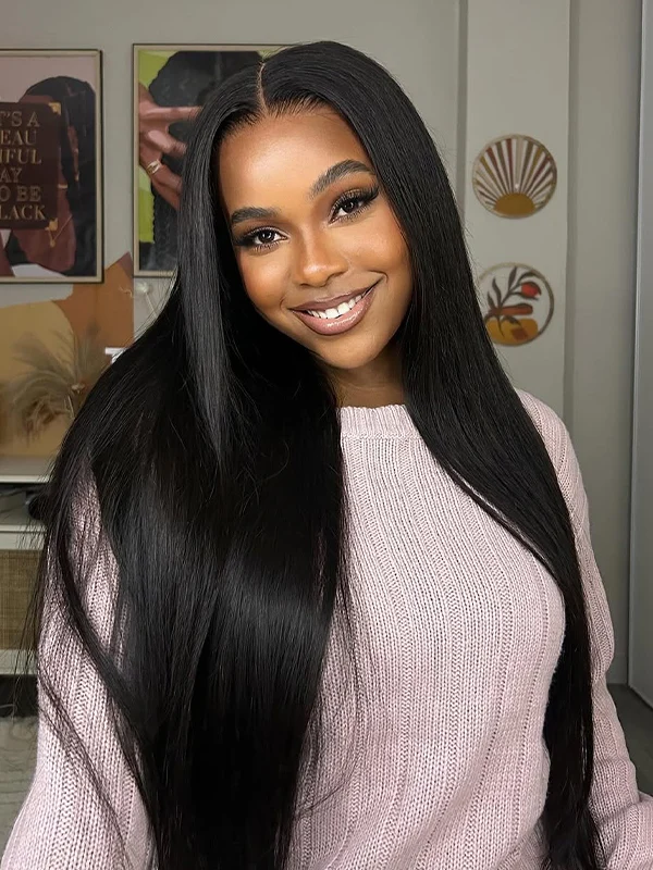 Long Hair 4x4 Transparent Lace Closure Wig Human Hair Wig 180% Density