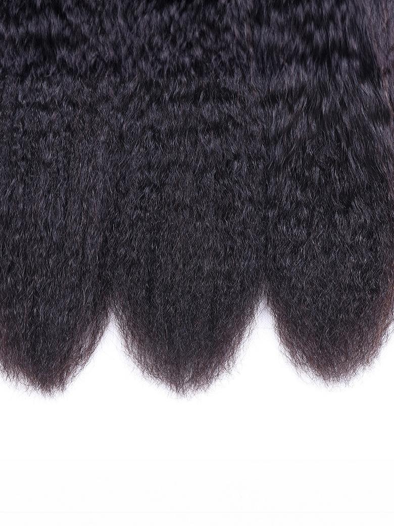 The UNice Flash sale UNice Hair 100% Virgin Kinky Straight Hair Human Hair 3 Bundles product image shows a close up of a curly hair piece and kinky straight texture.