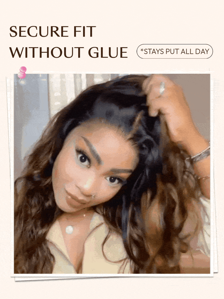 UNice 7x5 Bye Bye Slip™ Balayage Highlight Body Wave & Curtain Bangs Wig – Glueless Lace Pull & Go with Invisi Drawstring