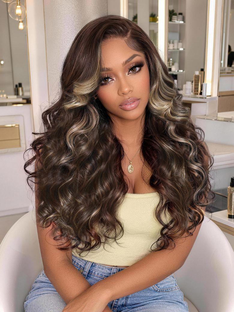 UNice Mocha Brown Blonde Balayage Body Wave Wig Bye-Bye Slip™ 7×5 Lace Closure Glueless Glam-Ready Soft Waves Natural Color Blend