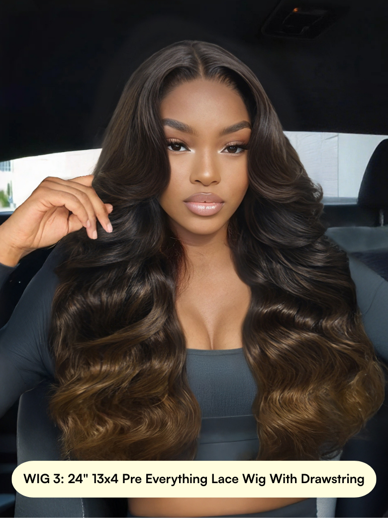 A model displays the UNice All 13x4 Pre-Everything Lace Wig, showing wigs for black women and 13x4, lace finish.