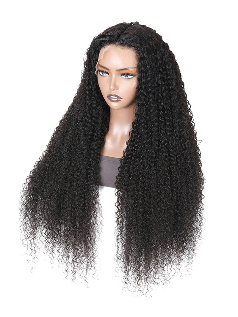The UNice 200% Density 13x4 Larger Lace Frontal Curly Hair wig Pre Plucked Human Hair visual image position 5 shows a wig with curly hair | curly texture, 13x4, lace.