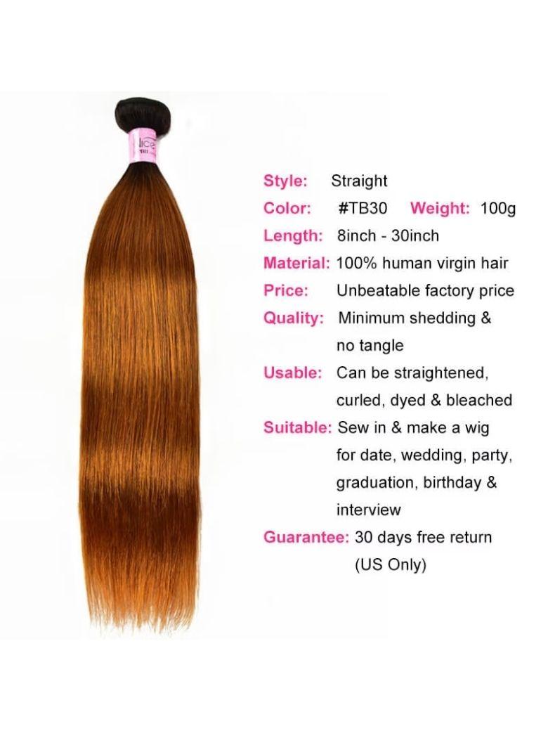 The UNice Soft #TB30 Body Wave & Straight Human Hair Weaves Human Hair 1 Bundle Ombre Color image highlights Style, Straight, Color, #TB30, straight straight hair.