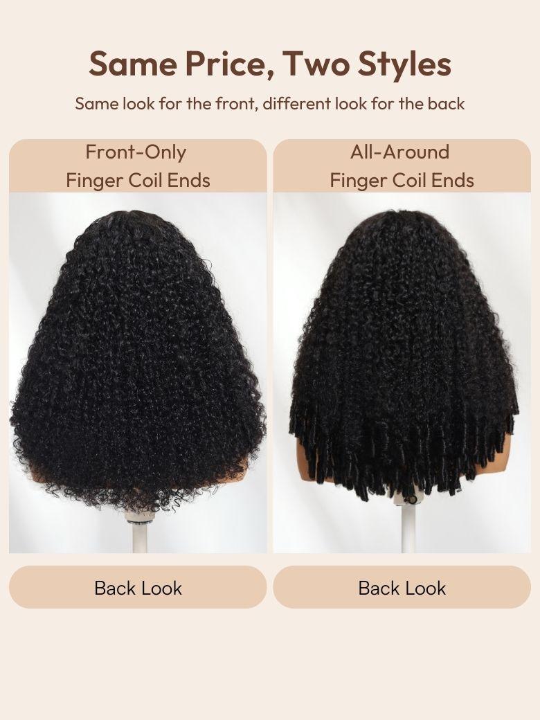 The UNice FB 7x5 Bye Bye Slip & 13x4 Pre-Everything Curly Texture Premium Hair wig image highlights SamePrice, TwoStyles, Samelookforthefront, differentlookfortheback.