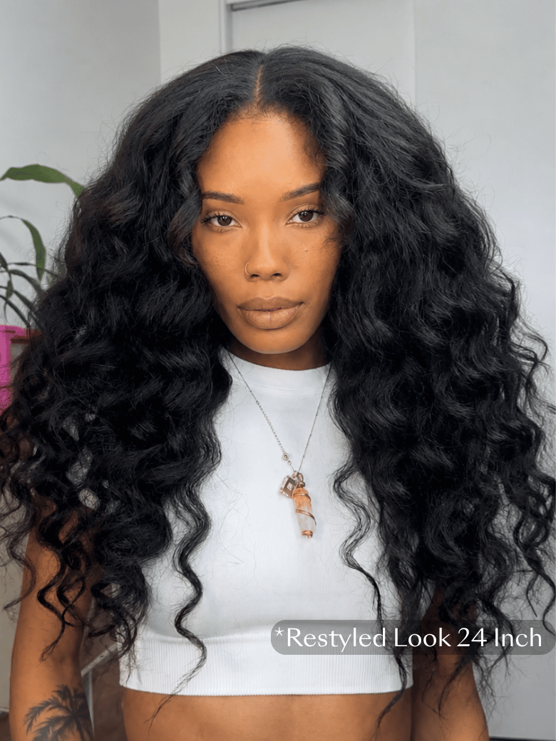 UNice EasiContour V Part Glueless Kinky Straight Natural Black Wig