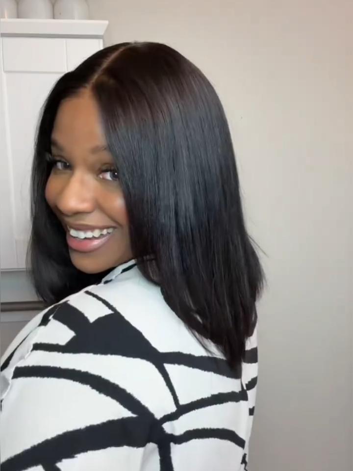 UNice 7x5 Bye Bye Slip™ Glueless Lace Black Yaki & Pre Layered Yaki Bob Bleached Knots Drawstring Wig