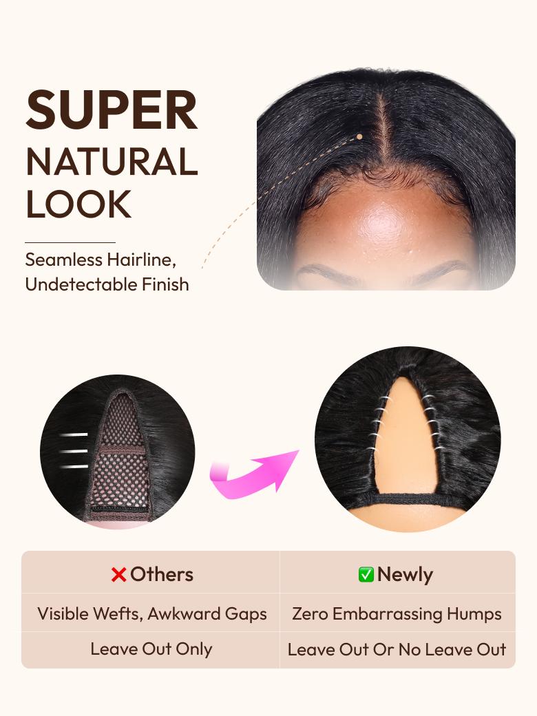 UNice InvisiBlend™ V part Kinky Straight Natural Black Wig Protect Your Natural Hair