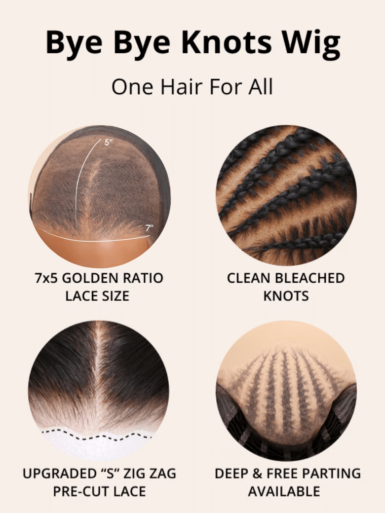 The UNice 22''=119 Bye Bye Knots Wig 7x5 Glueless Lace Black With Blonde Highlights image highlights Bye Bye Knots Wig, One Hair For All, 7X5GOLDENRATIO, CLEANBLEACHED.