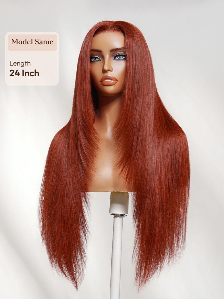 UNice Reddish Brown Layered Straight Wig Bye-Bye Slip™ 7×5 Lace Closure Glueless Glam-Ready Rich Color Sleek Style