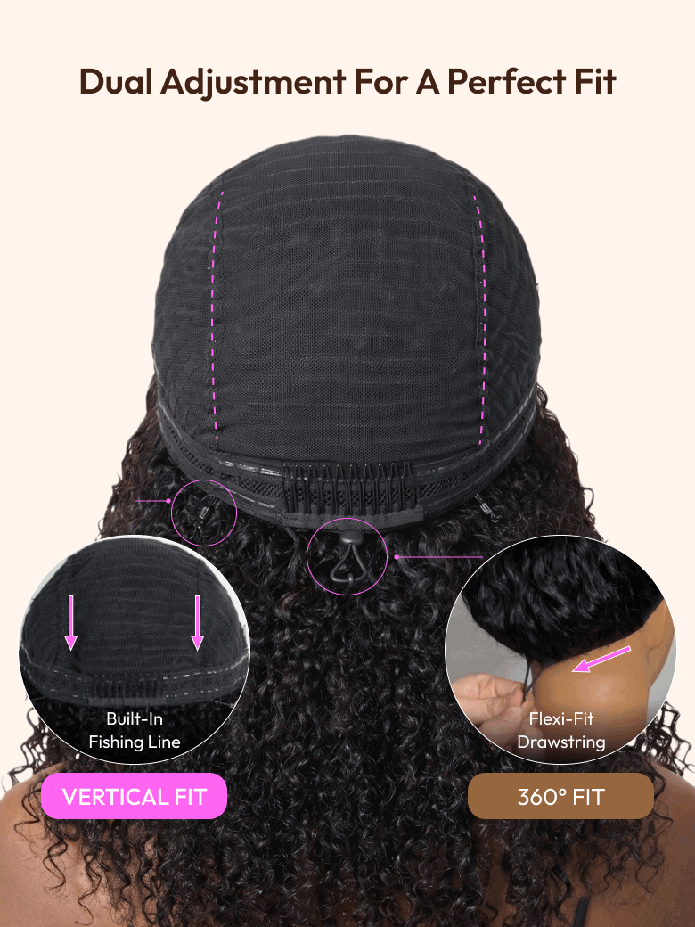 UNice Straight to Curly Wig InvisiBlend™ V Part Everyday Dual-Texture Style 2-in-1 Transformation