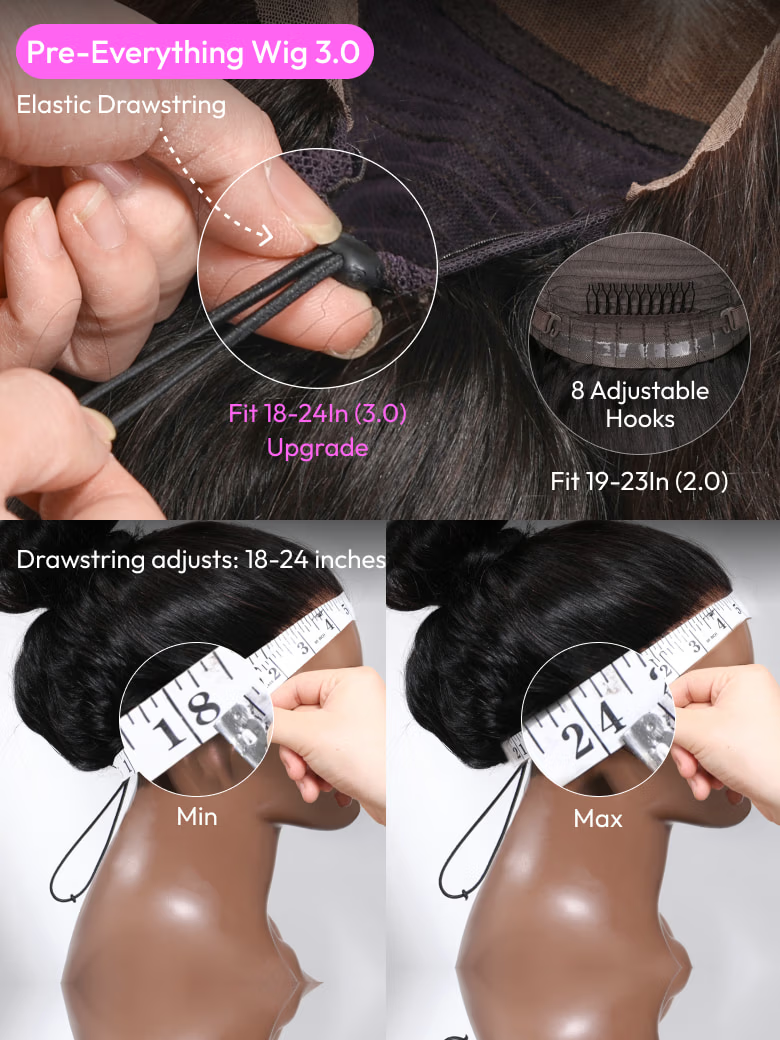 A model displays the UNice 7x5 Black Brown Money Piece Fluffy Loose Wave Curtain Bangs Wig, showing a model is cutting her hair with scissors and loose wave texture, 7x5.
