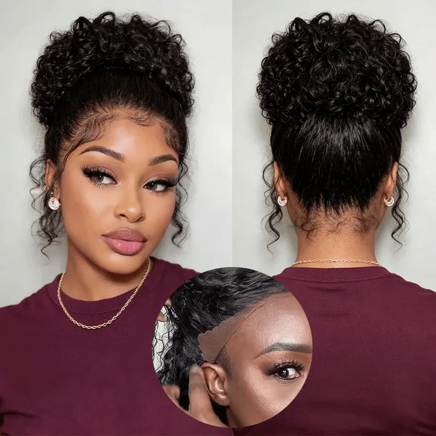 360 Water Wave Invisi-String Snug Fit Skin Full Lace Frontal Wig Glueless Pre Bleached Human Hair Wig